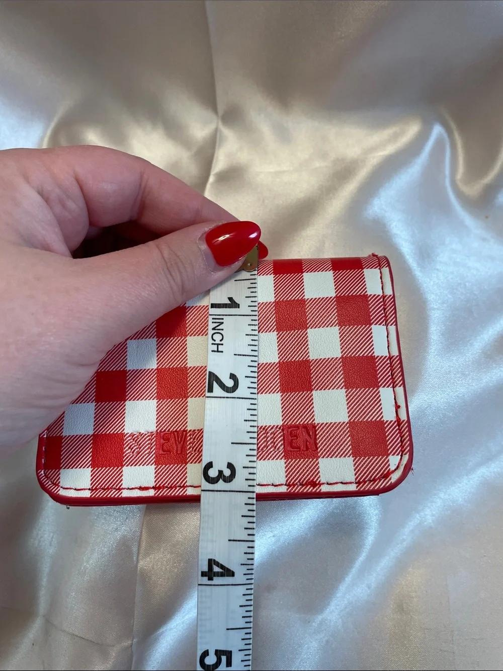 Steve Madden Red Gingham Card Holder Keychain - EUC